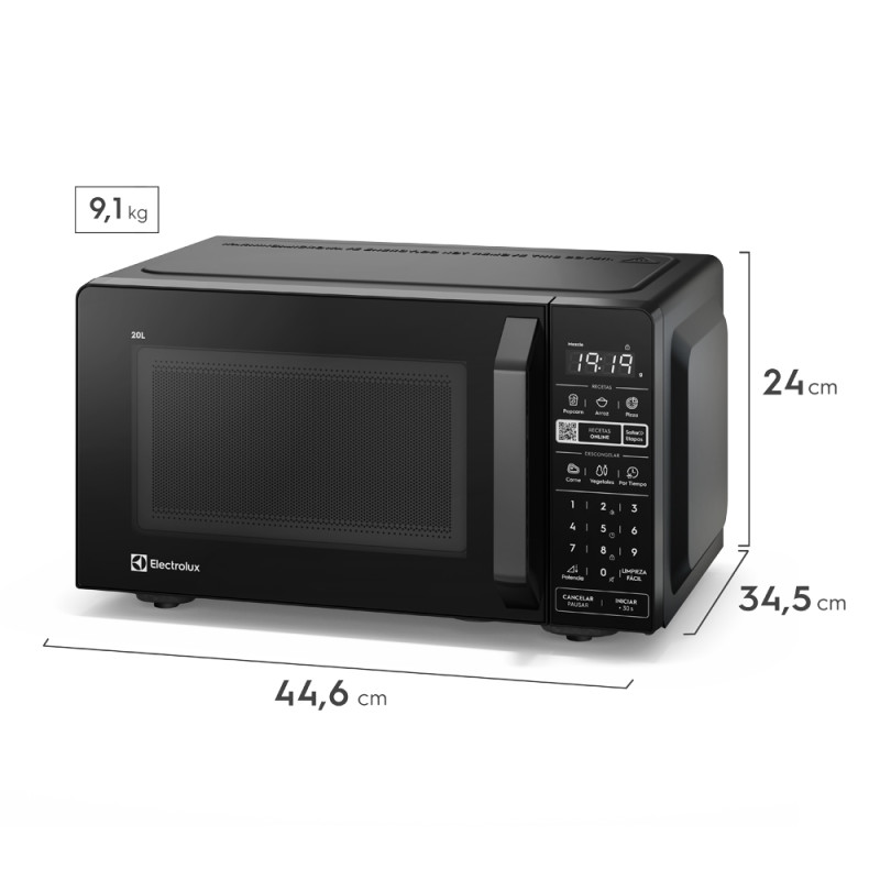 Microondas Freestanding Eléctrico Electrolux 20L Black