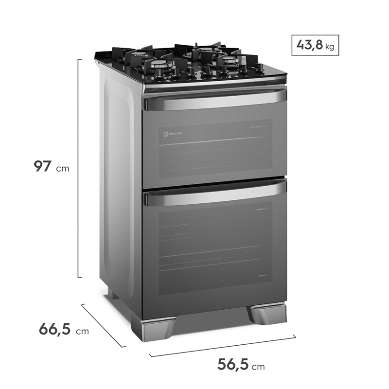 Cocina Doble Horno Freestanding Gas 4 Quemadores VaporBake  Electrolux