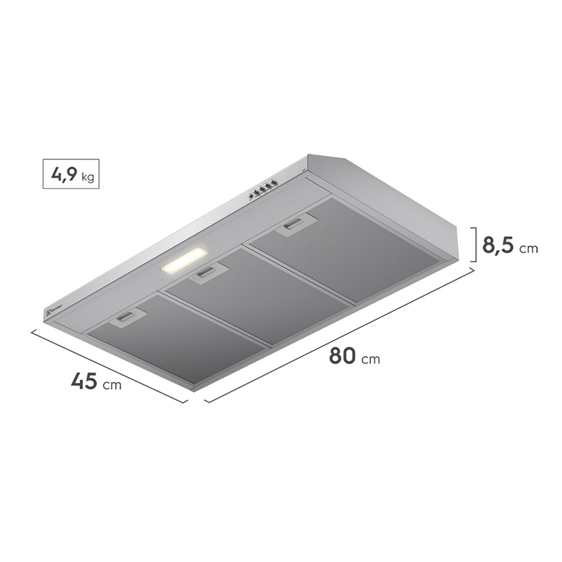CAMPANA EMPOTRABLE  80CM SILVER ELECTROLUX