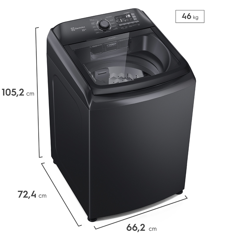 Lavadora  Carga Superior 22kg con Cierre Fácil Negra Electrolux