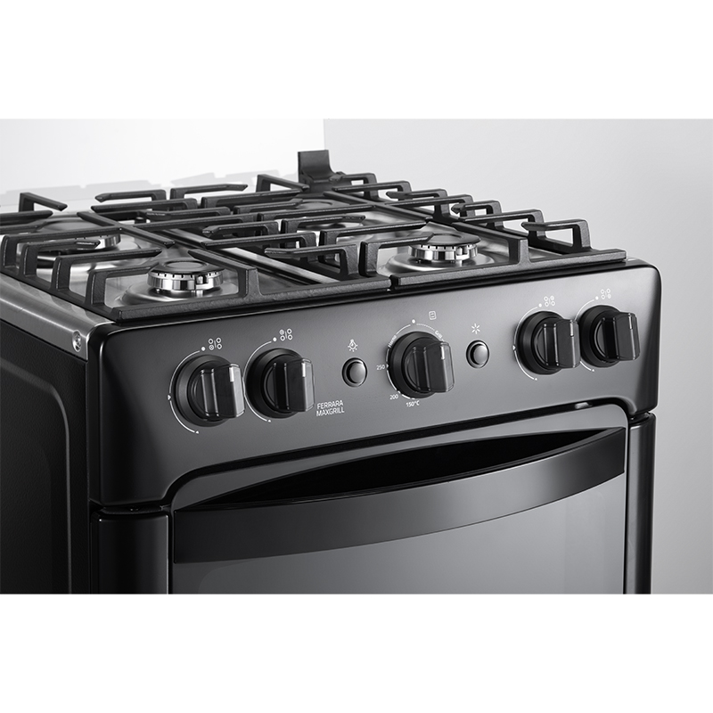 COCINA A GAS FERRARA MAXGRILL ZAFIRO 4 QUEMADORES 24" NEGRO