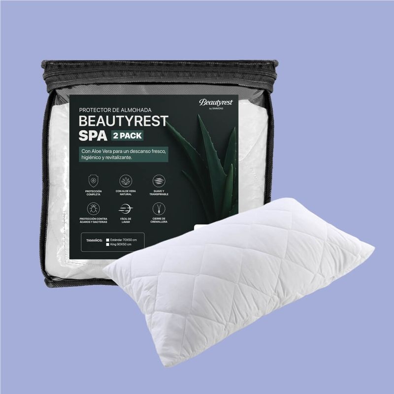 Protector Almohada Beautyrest SPA con Aloe Vera 90x50cm Set 2 Piezas