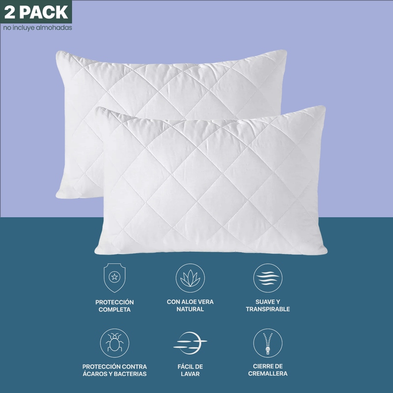 Protector Almohada Beautyrest SPA con Aloe Vera 90x50cm Set 2 Piezas