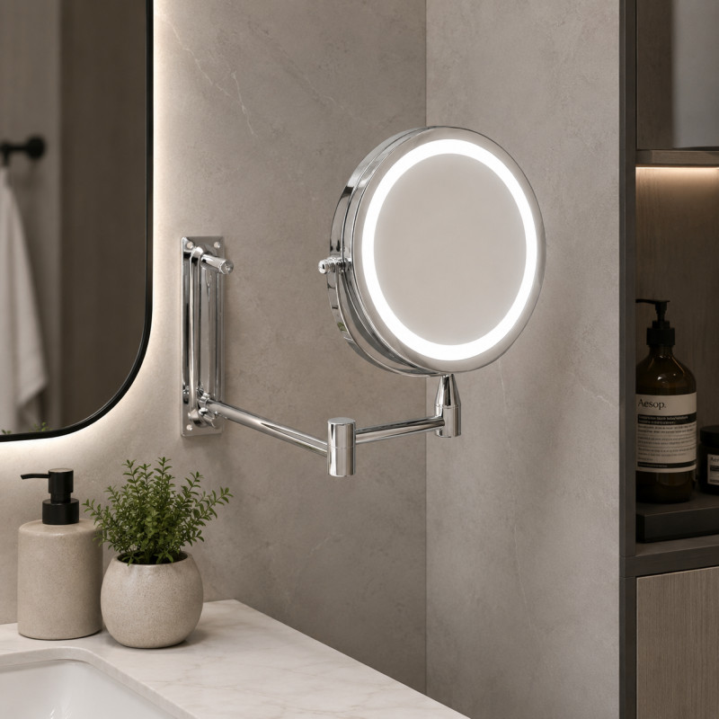 Espejo Aumento 2X con Luz de Pared 