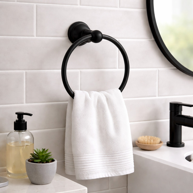 Toallero Aro Cora Negro Vitta