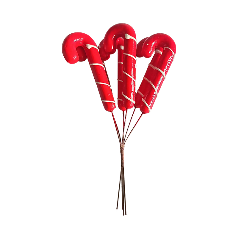 Pick con Bastón Caramelo x6 Rojo Blanco
