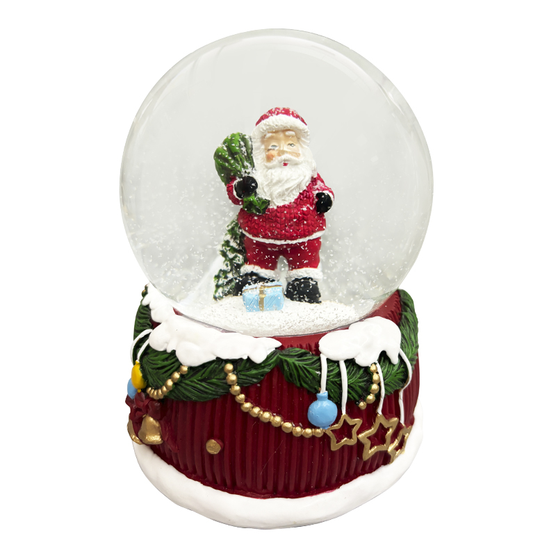 Adorno Bola de Cristal con Santa 11.1x11.1x14.7cm