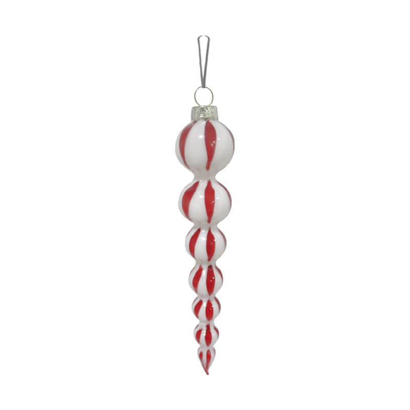 Caramelo Colgante de Vidrio Rojo Blanco 3.5x18.4cm