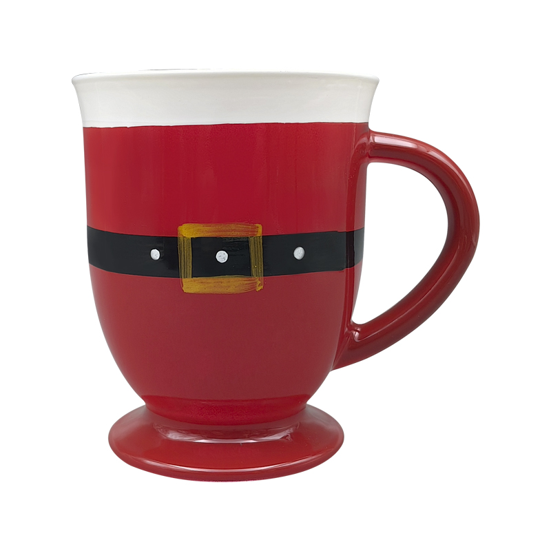 Mug de Vidrio con Cinturón Santa 450ml Roja