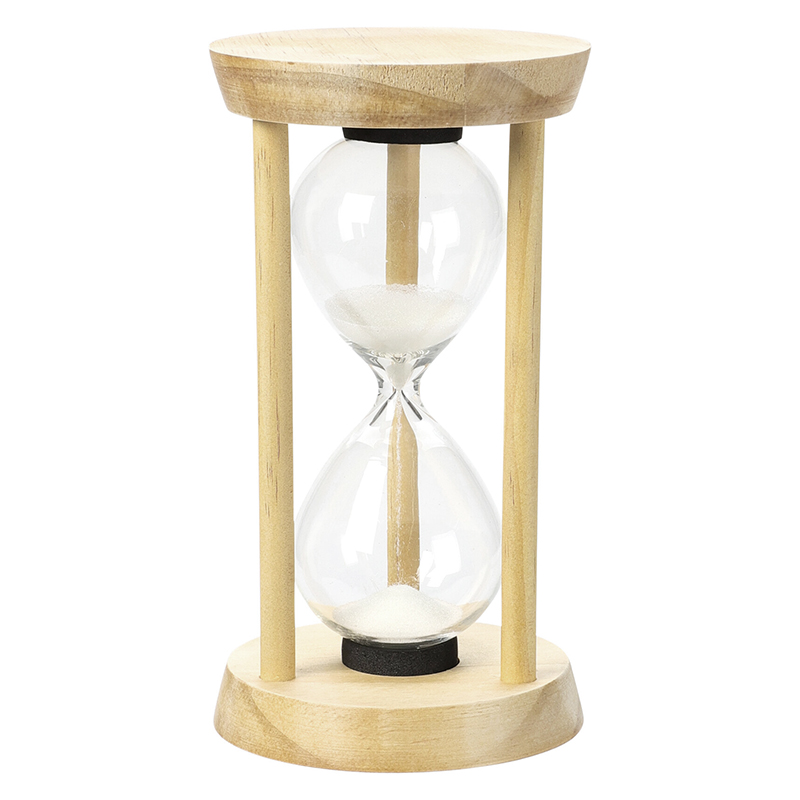 Reloj de Arena Blanco con Soporte de Madera 16cm