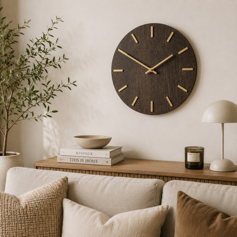 Reloj de Pared 40cm Madera Dorado