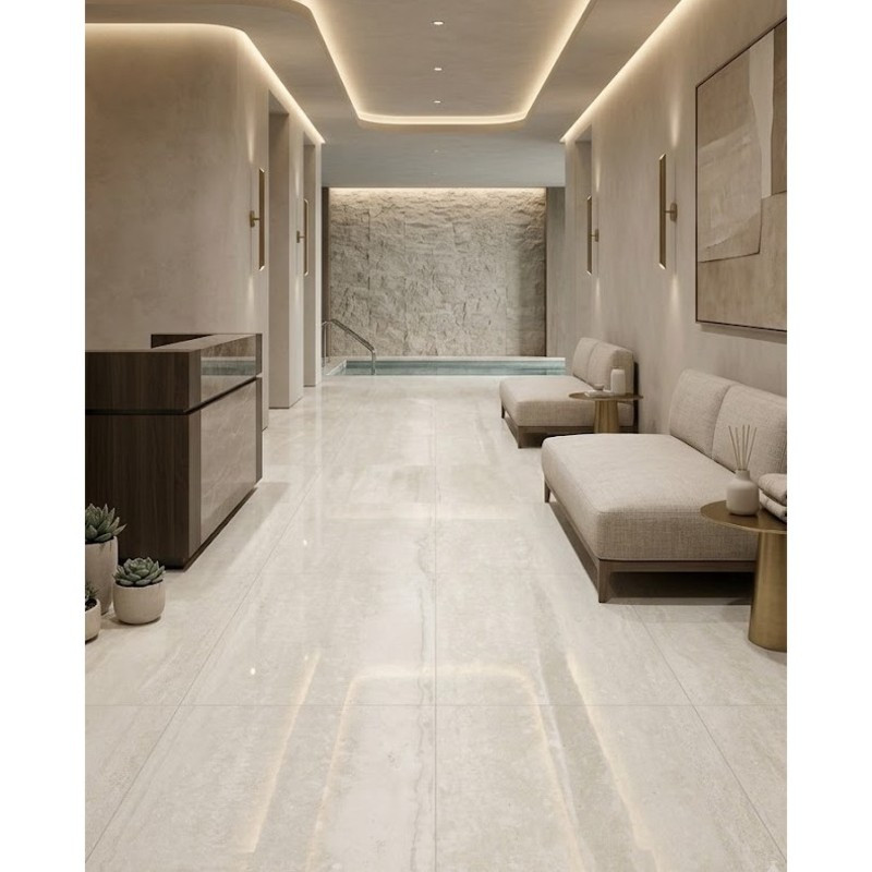 Piedra Sinterizada Marmol Traver Almond 60x120cm Pulido