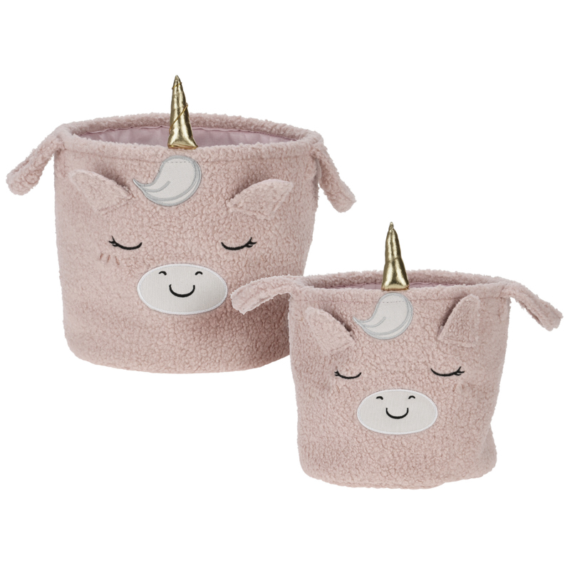 Cesto Unicornio Rosa 28x30cm 2 Piezas