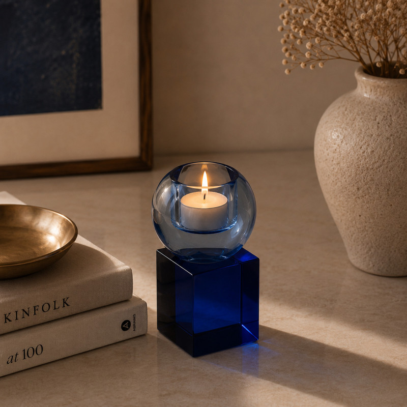Candelabro de Cristal  Azul Hartford 5x8.4cm