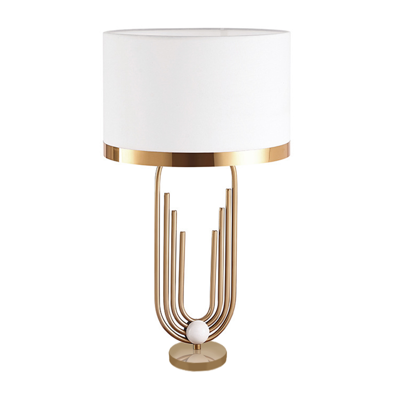 Lámpara de Mesa Cleo Dorado con Blanco 38x72cm 1xE27 Eurolight