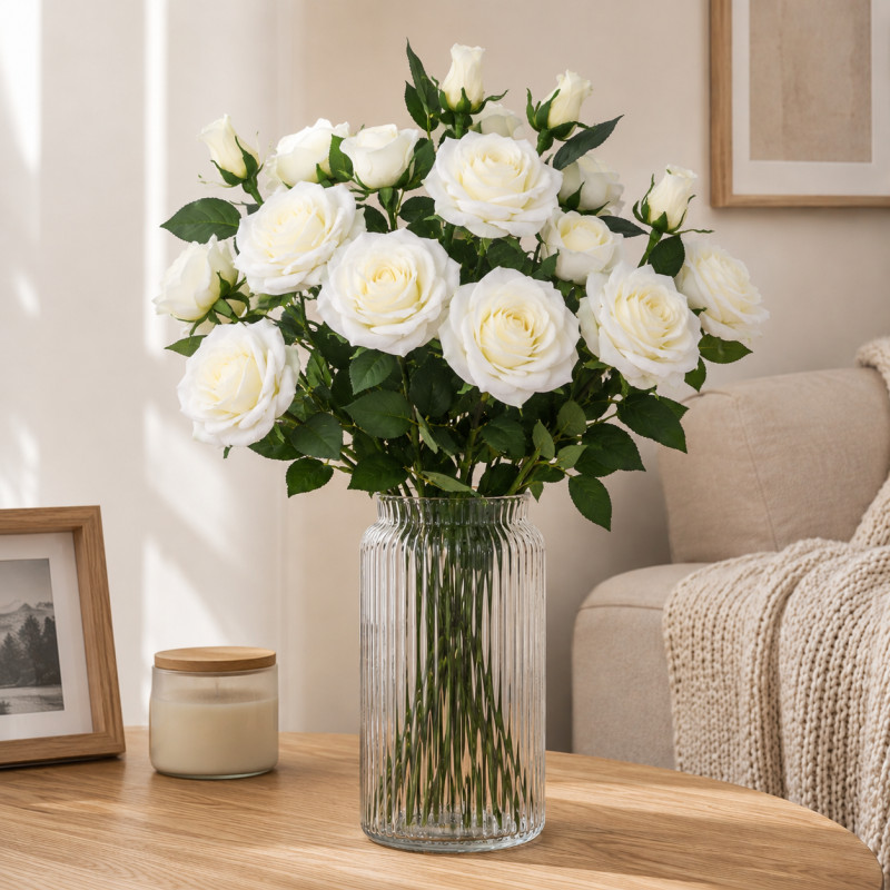 Flor Rosas Blancas 63cm