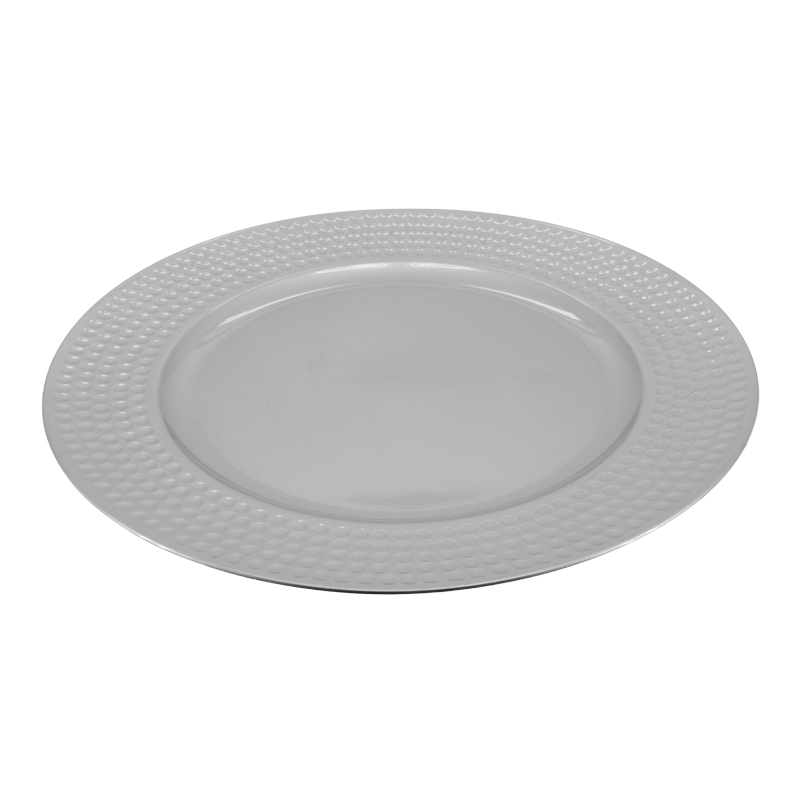 Porta Plato 33x33cm Plata Diseño Hoyos