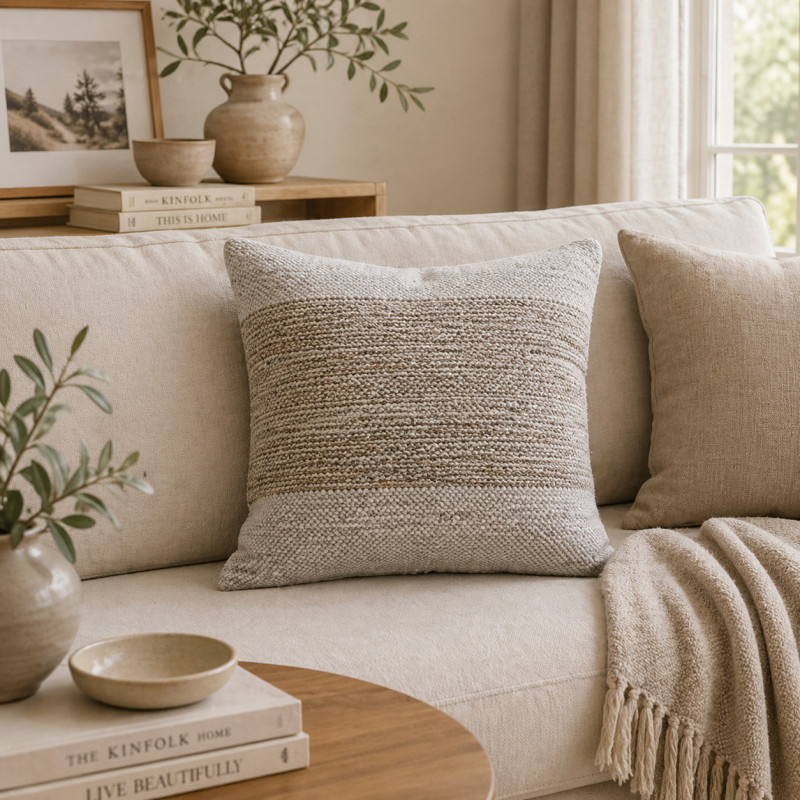 Cojín Decorativo 45x45cm Tejido Beige