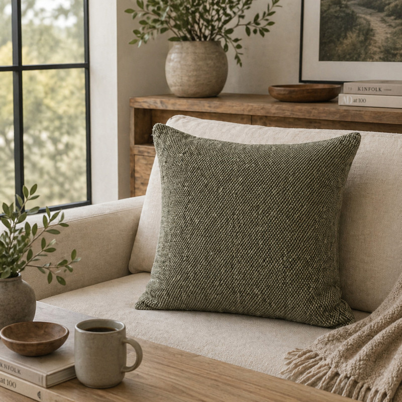 Cojín Decorativo  45x45cm Tejido Verde