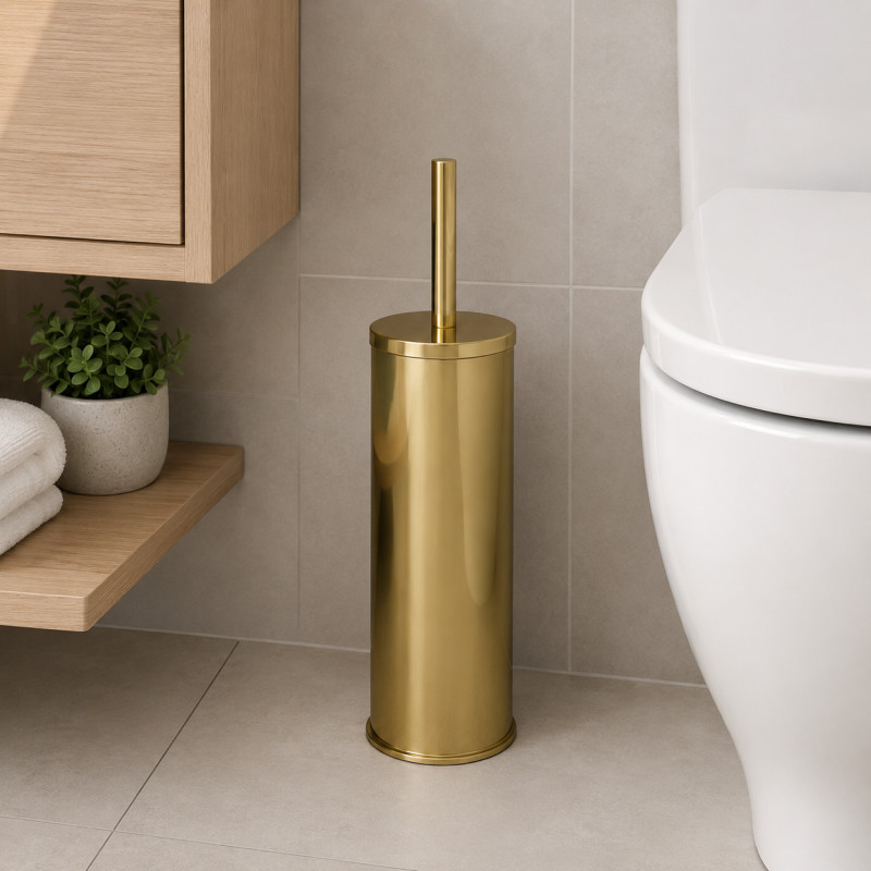 Porta Cepillo Dorado para Inodoro