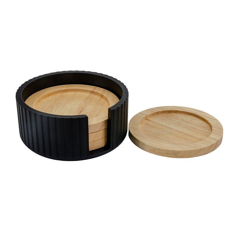 Portavaso con Soporte en Set 4 Piezas Negro 