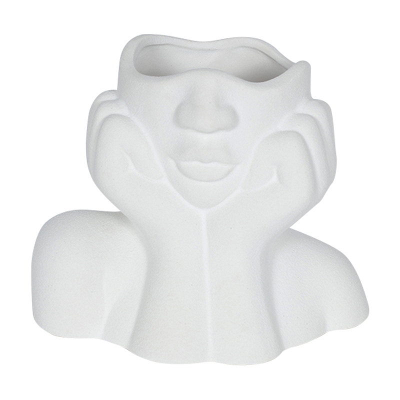 Florero Face Cerámica 16cm Blanco