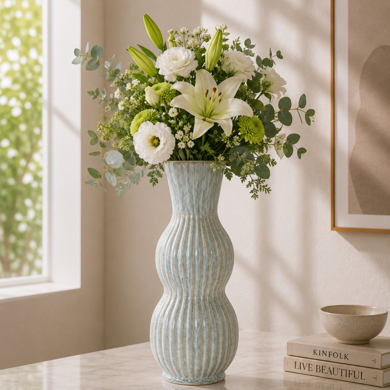 Florero Komy Cerámica 37.5cm Turquesa