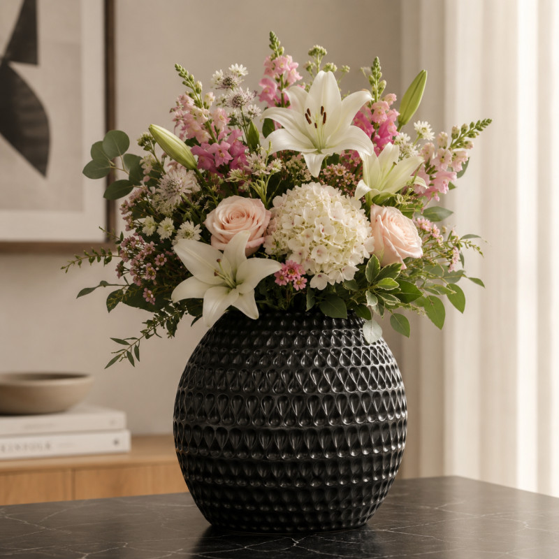 Florero Darpa Cerámica 25cm Negro