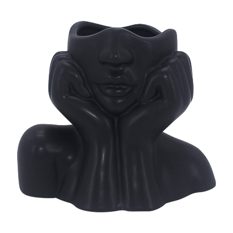 Florero Face Cerámica 16cm Negro