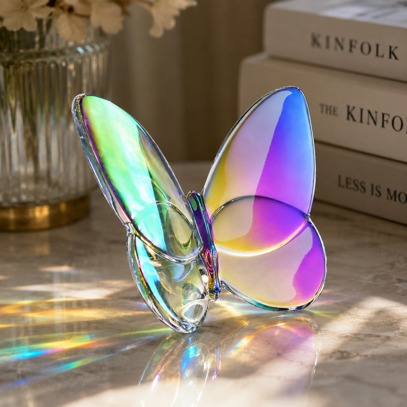 Adorno de Cristal Diseño Mariposa 8cm Multicolor
