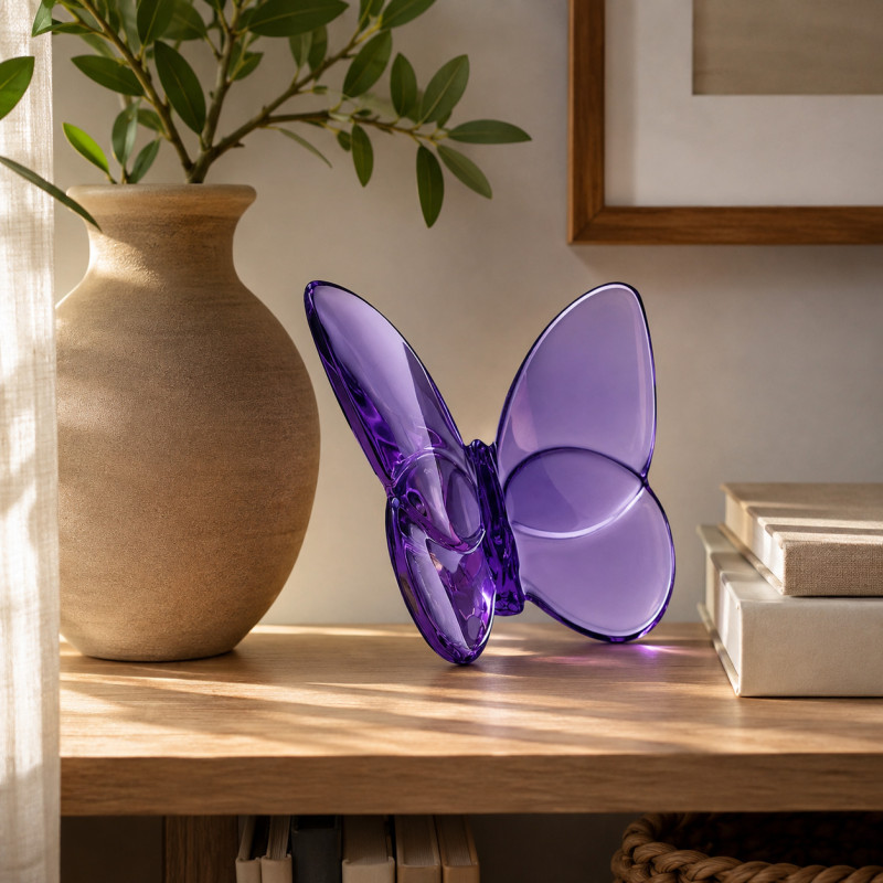 Adorno de Cristal Diseño Mariposa 8cm Morada