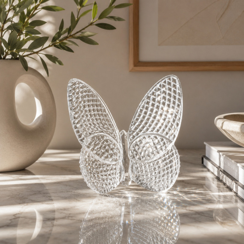 Adorno de Cristal con Diseño Mariposa 8cm Transparente