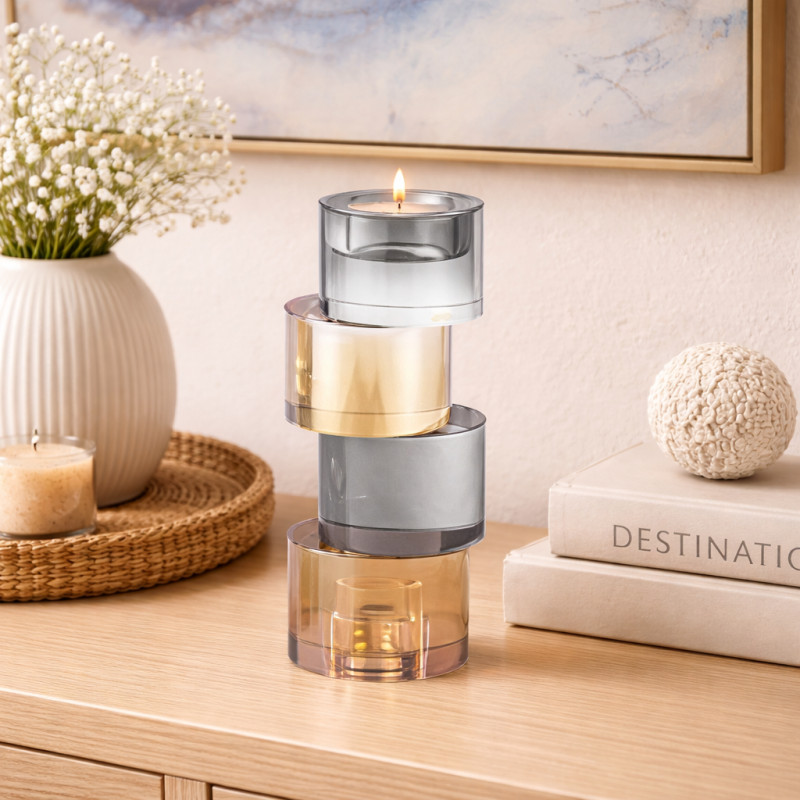 Porta Vela Cristal 7x7x20.5cm