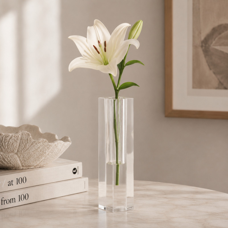 Florero de Cristal Straight 5x5x18cm Clear