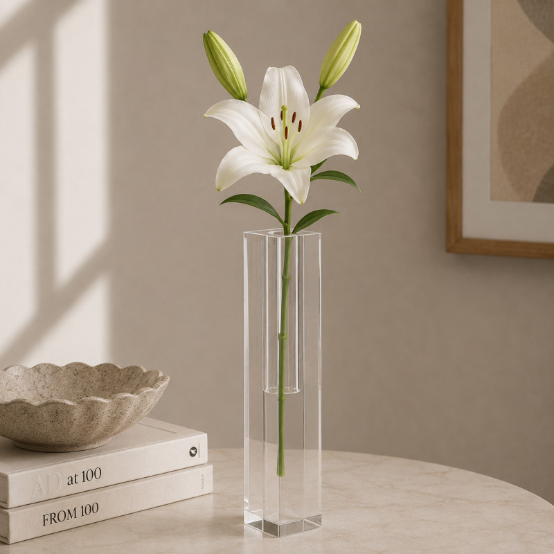Florero de Cristal Straight 5x5x23cm Clear