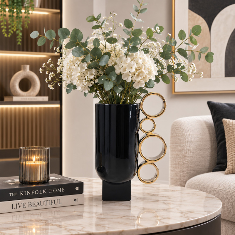 Florero Muse Blanco Gold 30cm