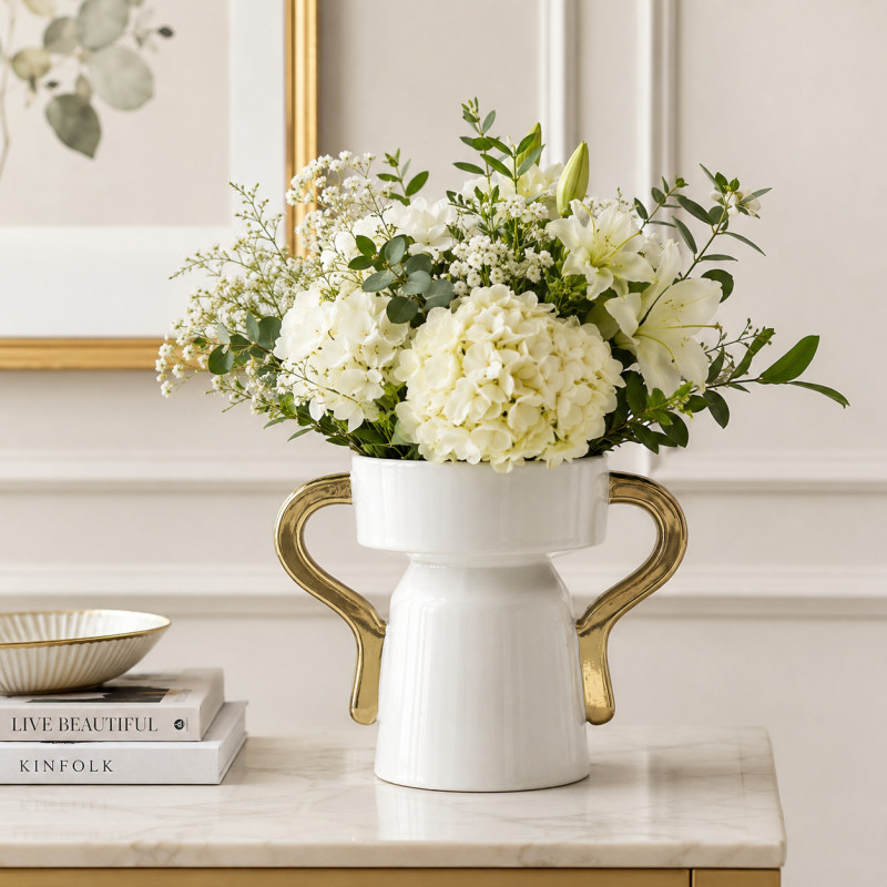 Florero Muse White Gold 20cm