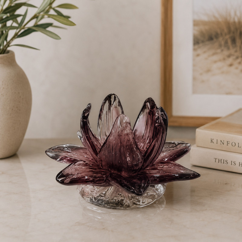 Adorno Flor de Vidrio Vino 12x7cm