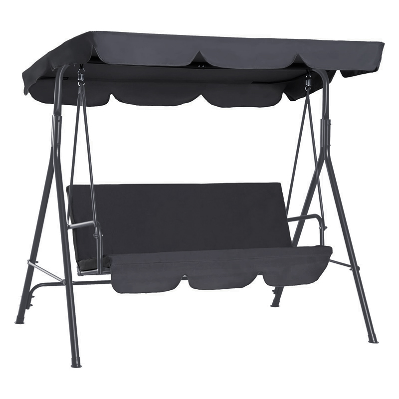 Gazebo con Silla Mecedora 3 Puestos Gris