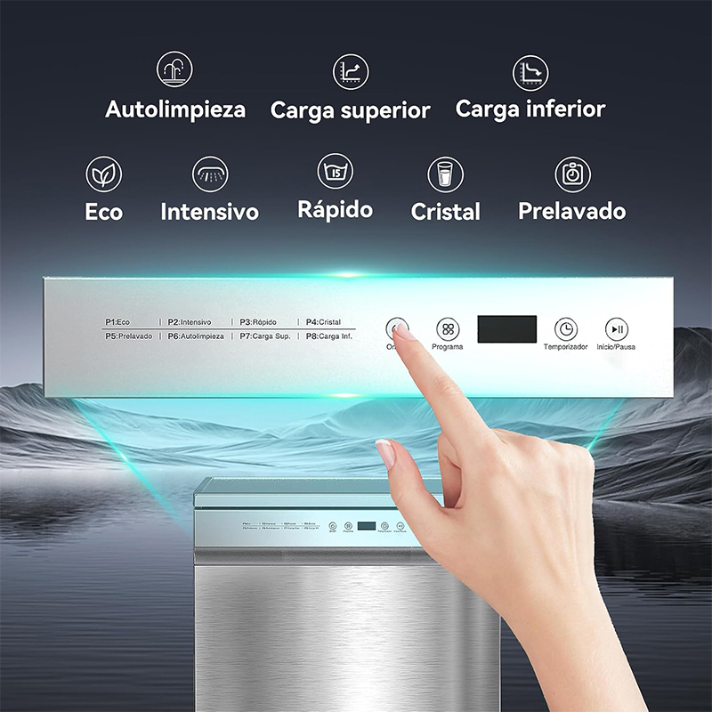 Lavavajillas de Acero Inoxidable 15 Sets 8 Funciones de Lavado Mastermaid 