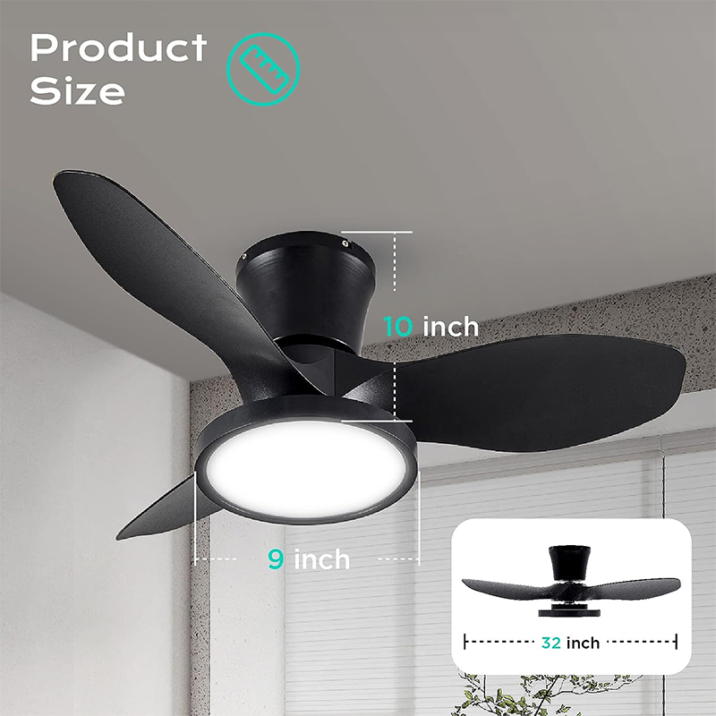Ventilador de Techo con Lámpara Baily  Negro 32
