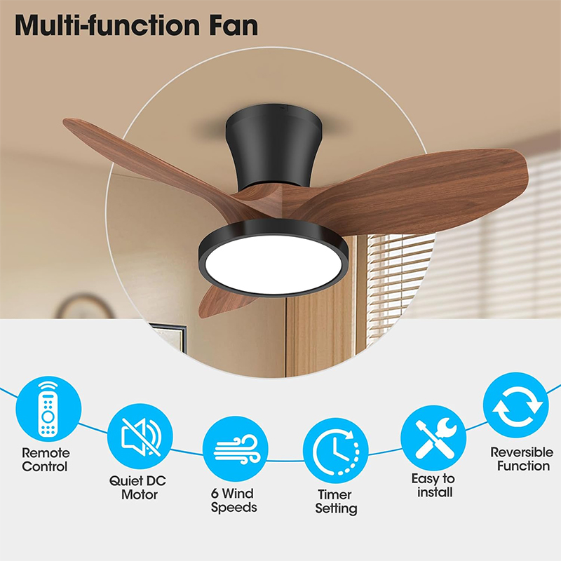 Ventilador de Techo con Lámpara Baily Walnut 32