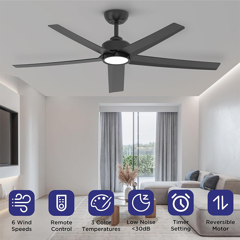 Ventilador de Techo con Lámpara Viva Negro 52