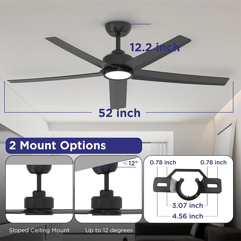 Ventilador de Techo con Lámpara Viva Negro 52
