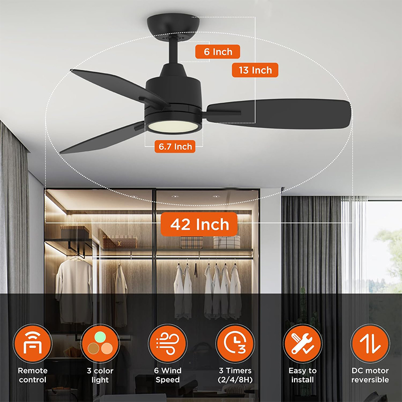 Ventilador de Techo con Lámpara Trent Negro 42