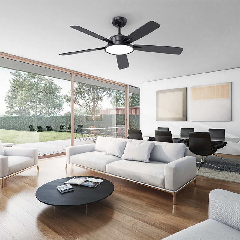 Ventilador de Techo con Lámpara Negra 52