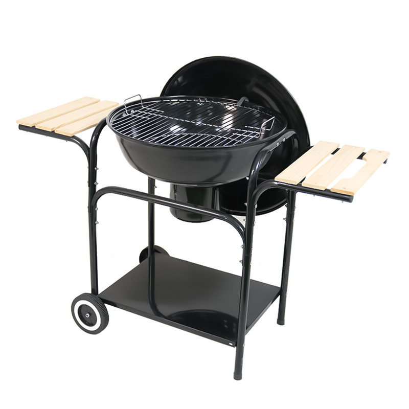 Parrilla con Tapa y Laterales de Madera 106x47x95cm