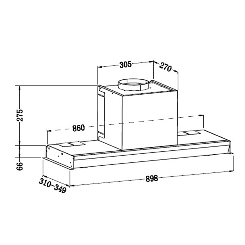 Campana Dipiu Vision Integrada  Negro Mate 90cm 