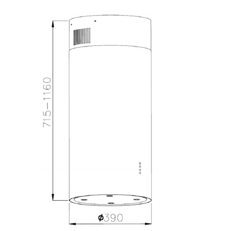 Campana Tubex Touch Negro 40cm Dipiu 