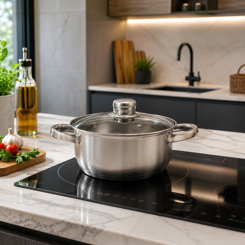 Olla de Acero Inoxidable para Cocina de Inducción 16cm 1.9L Mastermaid  